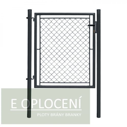 Jednokřídlá branka IDEAL® poplastovaná (Zn + PVC) - rozměr 1085 × 1200 mm, barva antracit (RAL 7016)