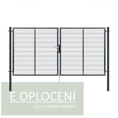 Dvoukřídlá brána PILOFOR® SUPER poplastovaná (Zn + PVC) - antracit, rozměr 4110 × 1780 mm
