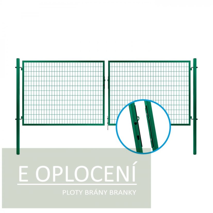 Dvoukřídlá brána SOLID poplastovaná (Zn + PVC) - rozměr 3580 × 1200 mm