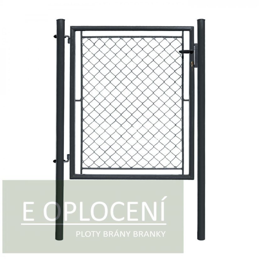 Jednokřídlá branka IDEAL® poplastovaná (Zn + PVC) - rozměr 1085 × 1450 mm, barva antracit (RAL 7016)