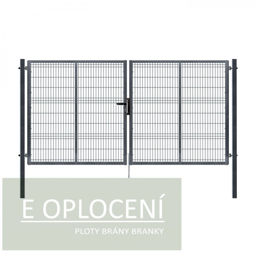 Dvoukřídlá brána PILOFOR® Zn + PVC 4118 × 1745 mm, barva antracit