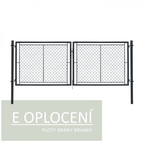 Dvoukřídlá brána IDEAL® II. poplastovaná (Zn + PVC) - rozměr 3605 × 1200 mm, barva antracit (RAL 7016)