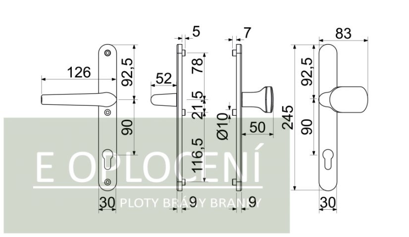 Klika + klika RIKK002 antracit