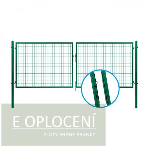 Dvoukřídlá brána SOLID poplastovaná (Zn + PVC) - rozměr 3580 × 1450 mm