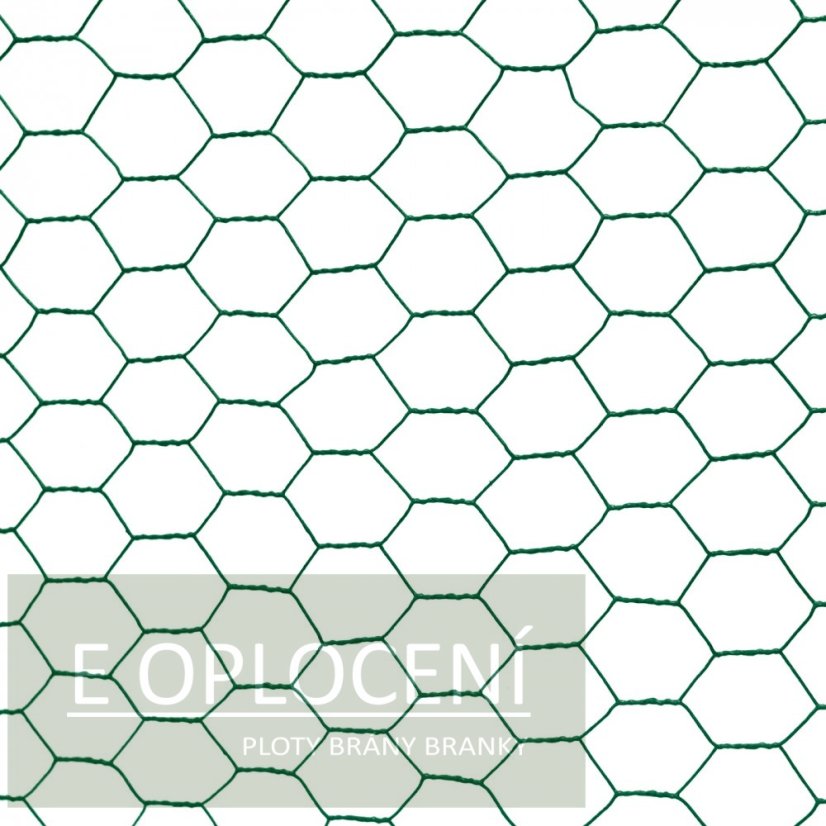 Chovatelské šestihranné pletivo poplastované (Zn + PVC) 25 mm - výška 50 cm, role 10 m