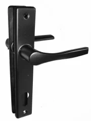 Klika + klika AL, štítek, rozteč 90 mm, černá, s otvorem pro stavební vložku